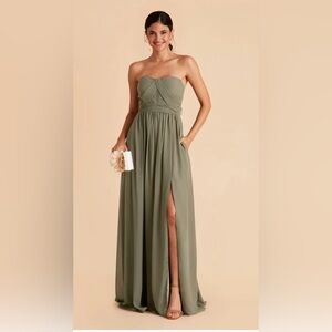 Birdy Grey Olive Green Strapless Wedding Dress